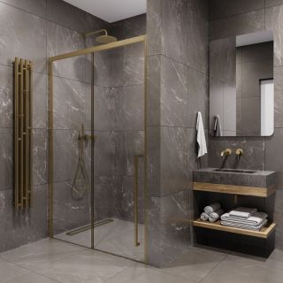 Душевая дверь в нишу Timo T55R 150 см правая золото матовое